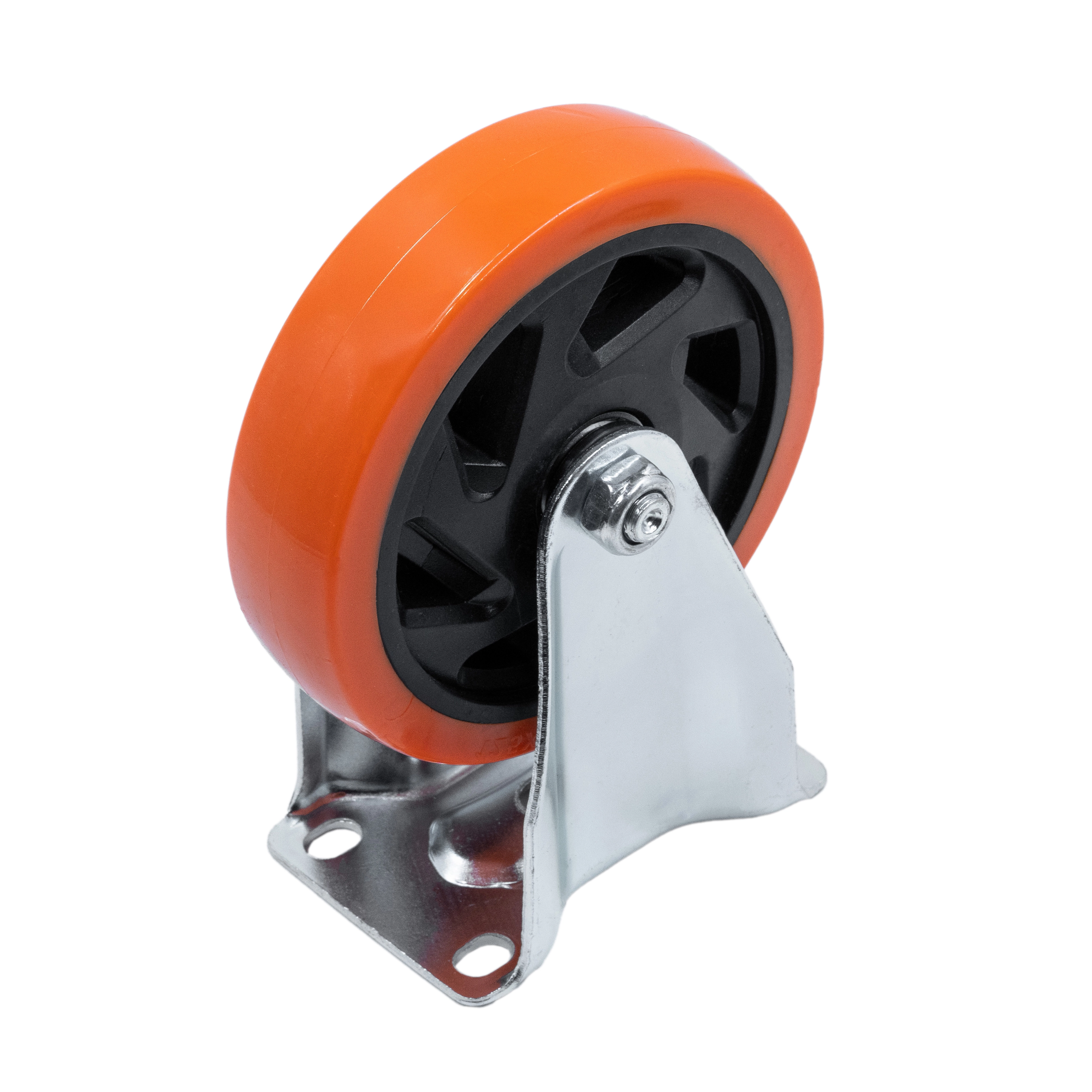 FCM 54 - Оранжевое колесо из термопластичного эластомера 125 мм (неповорот., площадка, шарикоподшипник)