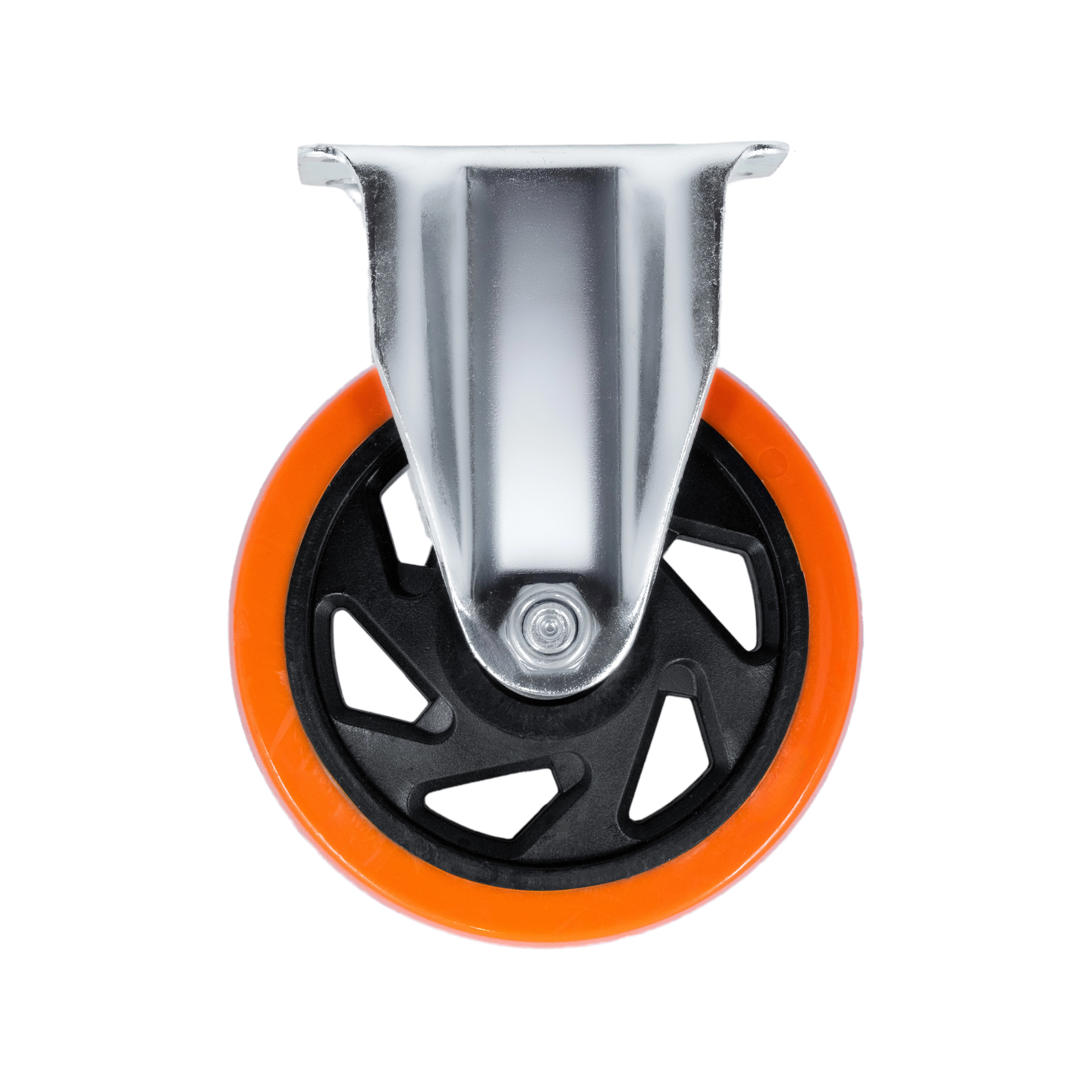 FCM 54 - Оранжевое колесо из термопластичного эластомера 125 мм (неповорот., площадка, шарикоподшипник)