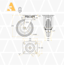 SC 80 - Промышленное колесо 200 мм (площадка, поворотн., черн. рез., роликоподш.)